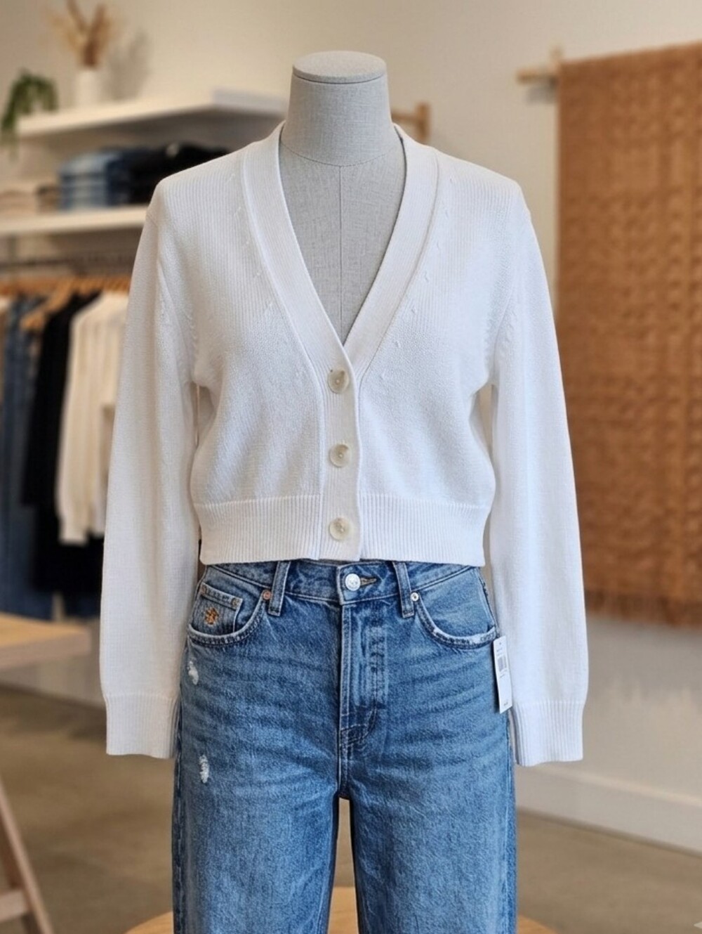 Banana Republic Women's Cream Open-Front Cardigan